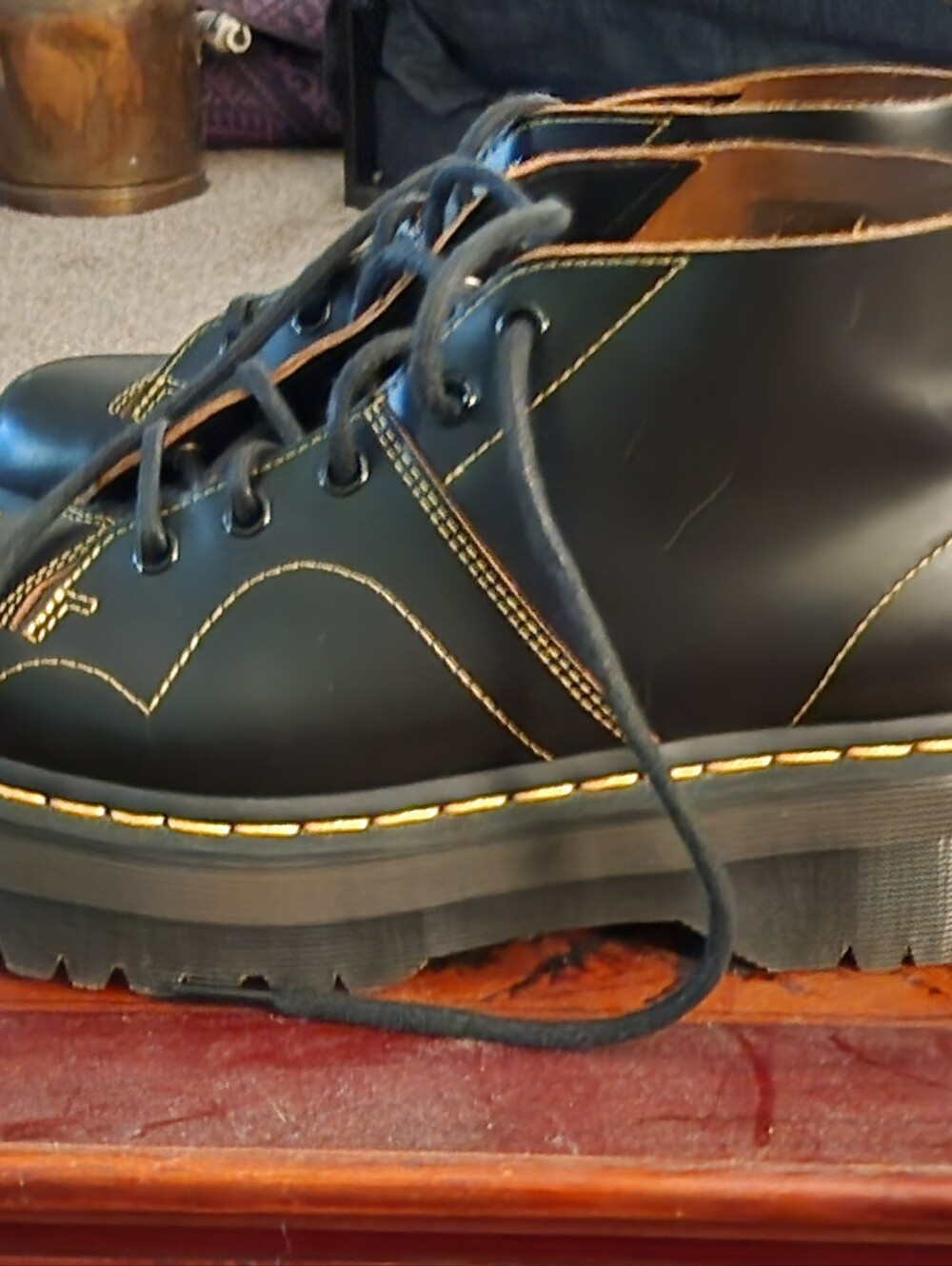 Dr. Martens Black Leather Platform Ankle Boots.  Church Monkey Boots - Picture 5 of 7
